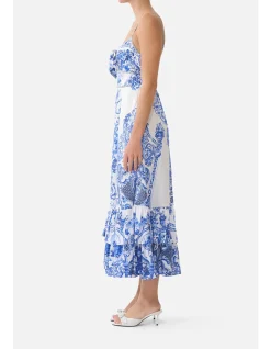 RUFFLE HEM TIE FRONT MIDI DRESS