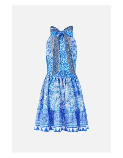 RUFFLE HEM HALTER SHORT DRESS