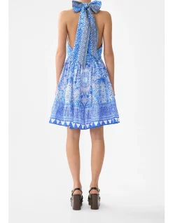 RUFFLE HEM HALTER SHORT DRESS