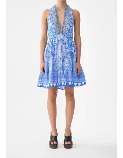 RUFFLE HEM HALTER SHORT DRESS