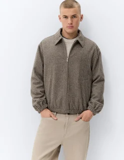 RUGGED WOOL BLEND CLASSIC EVERYDAY BOMBER JACKET