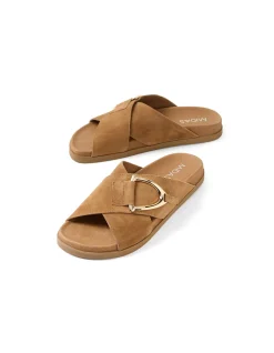Rulle Gold Buckle Cross Strap Slides