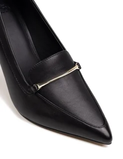 Rylan Black Leather Heeled Loafer