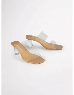 SABELLE CLEAR VYNALITE/SKIN CAPRETTO HEELS