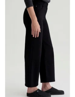 Saige Wide Leg Crop Mid Rise Black Jeans