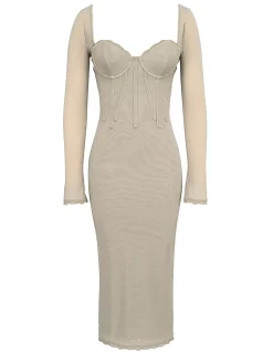 Saisha Long Sleeve Bodycon Midi Dress