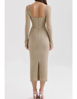 Saisha Long Sleeve Bodycon Midi Dress