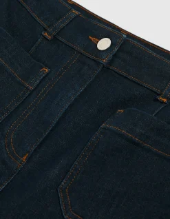 Sakura High Rise Flared Patch Pocket Jeans