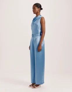 Sallee Satin Pleat Front Pant