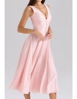 SAMIRA BUTTON MIDI DRESS