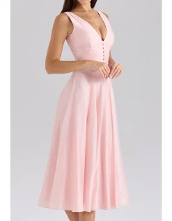 SAMIRA BUTTON MIDI DRESS