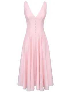SAMIRA BUTTON MIDI DRESS