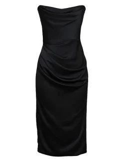 Santana Strapless Satin Midi Dress