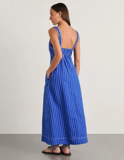 SARA STRIPE LINEN MIDI DRESS