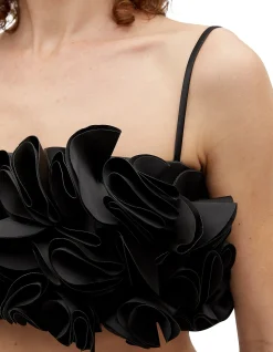 SATEEN ROSETTE BUSTIER TOP