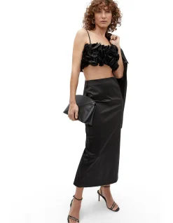 SATEEN ROSETTE BUSTIER TOP