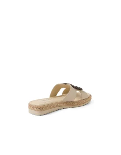 Sati Woven Buckle Leather Slide Sandals
