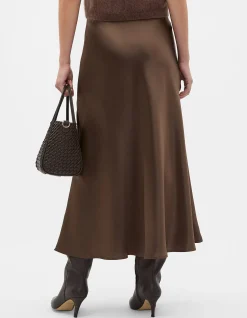 SATIN MIDI SKIRT