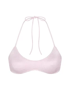 SATIN SWIM SMOCKED SCOOP BIKINI TOP