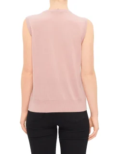 Satin Tank Top with DG Logo Pin Pink