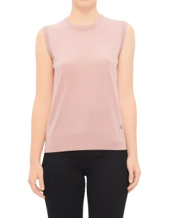 Satin Tank Top with DG Logo Pin Pink