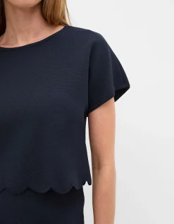 SCALLOP CREPE KNIT TOP