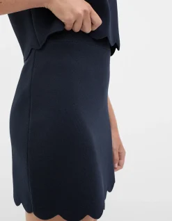 SCALLOP CREPE KNIT SKIRT