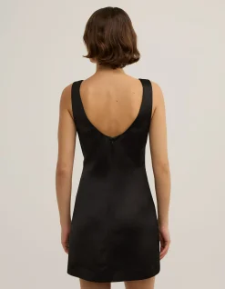 Scoop Neck Satin Mini Dress - Lara Worthington