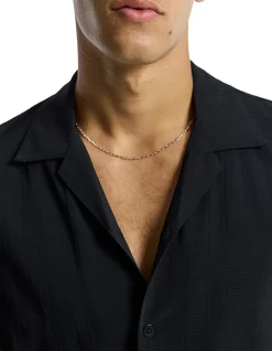 SELF STRIPE CUBAN COLLAR SHIRT
