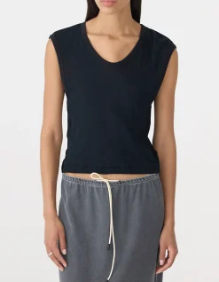 Sheer Rib V-Neck Muscle Tank