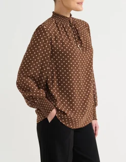 SHIRRED COLLAR BLOUSE