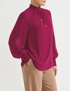 SHIRRED COLLAR BLOUSE