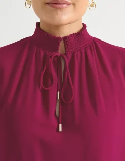 SHIRRED COLLAR BLOUSE