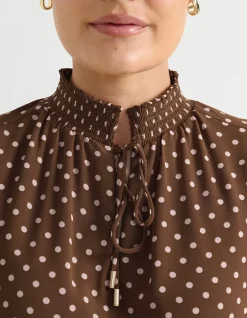 SHIRRED COLLAR BLOUSE