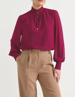 SHIRRED COLLAR BLOUSE