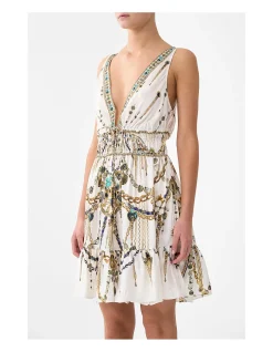 SHIRRED WAIST DETAIL MINI DRESS