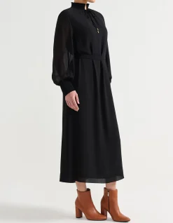 SHIRRED COLLAR DRESS
