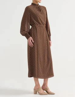 SHIRRED COLLAR DRESS