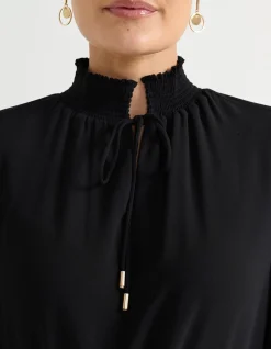 SHIRRED COLLAR DRESS