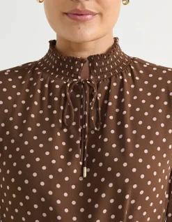 SHIRRED COLLAR DRESS