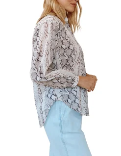 Shirred Mandarin Collar Shirt