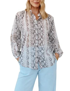 Shirred Mandarin Collar Shirt