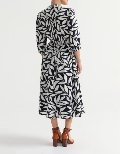 SHIRRED WAIST MIDI DRESS
