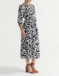 SHIRRED WAIST MIDI DRESS