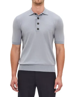 SHORT SLEEVE COTTON CASHMERE POLO SHIRT