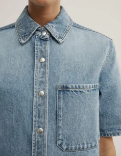 Short Sleeve Denim Snap Shirt