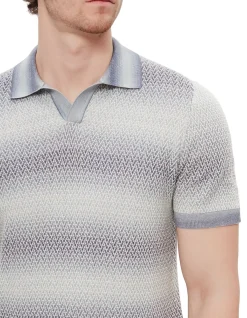 Short Sleeve Ombre Knit Polo Navy