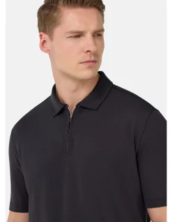 SHORT SLEEVE PIQUE S CAFE ZIP POLO