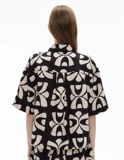 Short Sleeve Printed Linen Shirt