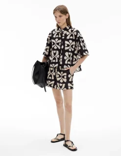 Short Sleeve Printed Linen Shirt